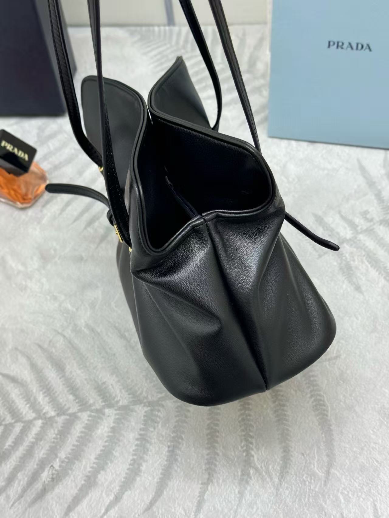 Prada Cloud Bag 25cm Black Sheepskin