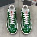 Prada America's Cup Biker Sneakers Green Frabic White Cotton Laces