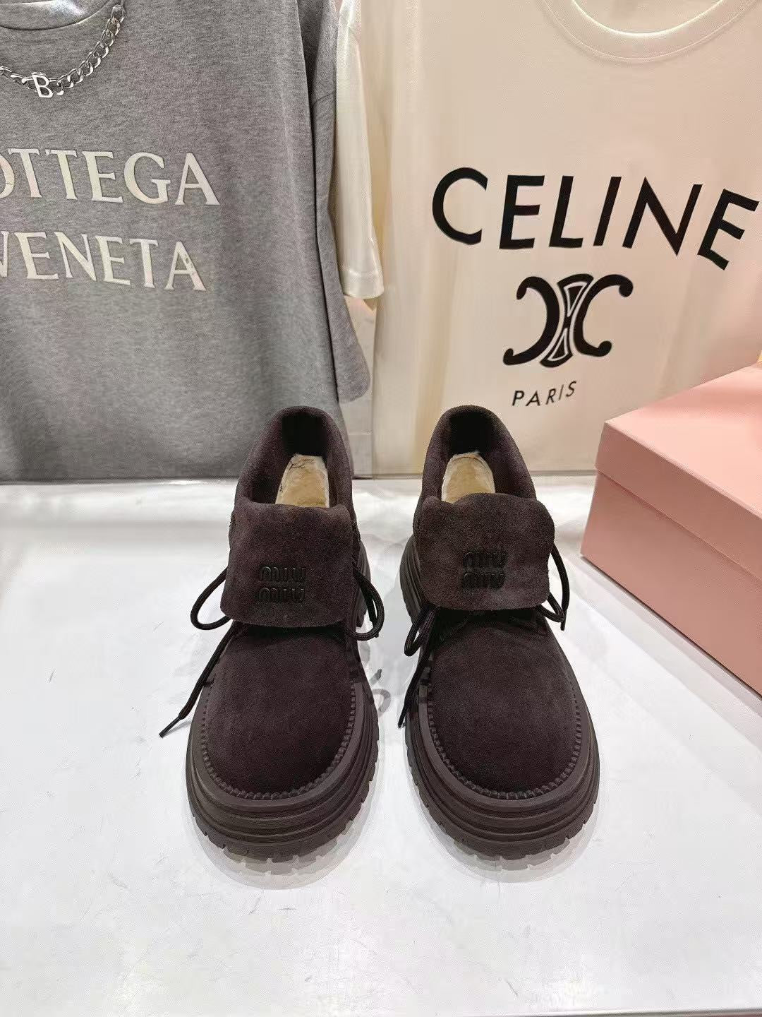 MiuMiu New Balance Ankle Boots Chocolate Suede