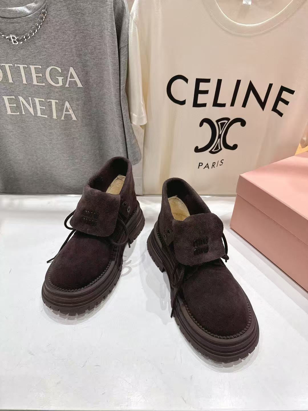 MiuMiu New Balance Ankle Boots Chocolate Suede