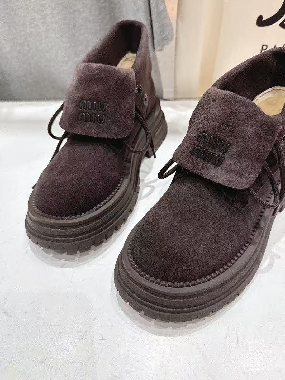 MiuMiu New Balance Ankle Boots Chocolate Suede