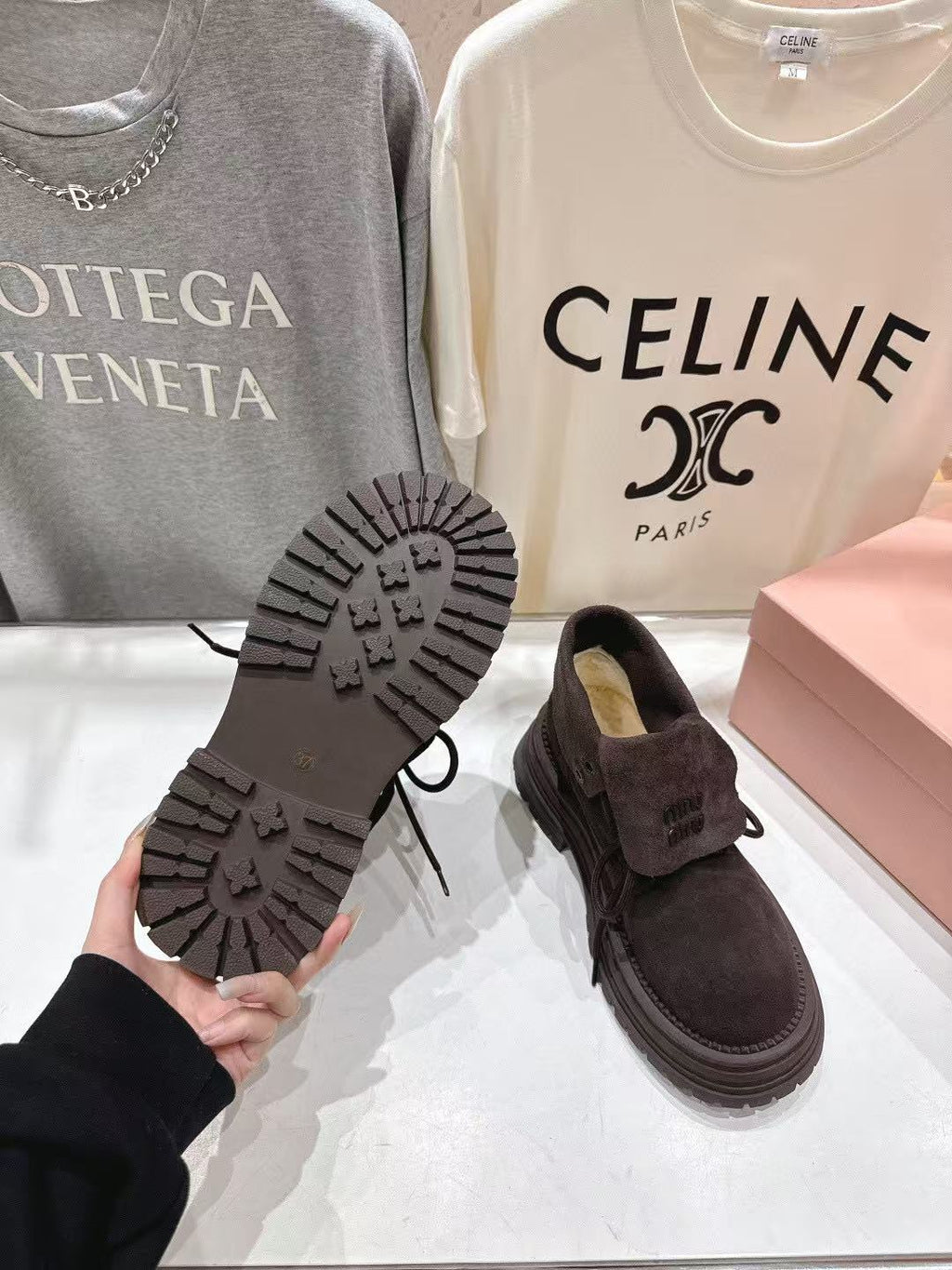 MiuMiu New Balance Ankle Boots Chocolate Suede