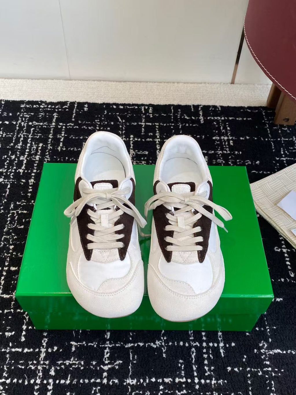 BV Orbit Flash Sneakers White Black Suede