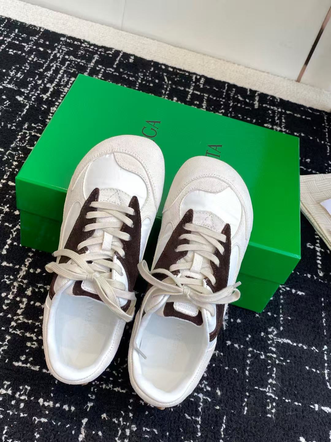 BV Orbit Flash Sneakers White Black Suede