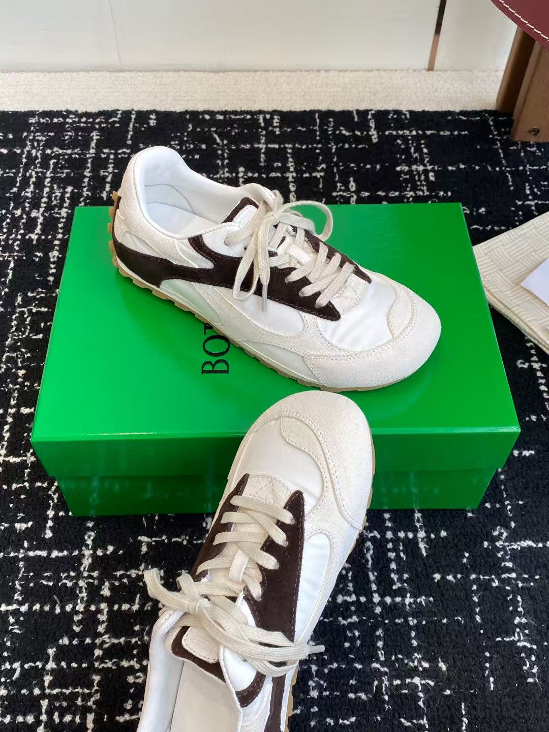 BV Orbit Flash Sneakers White Black Suede