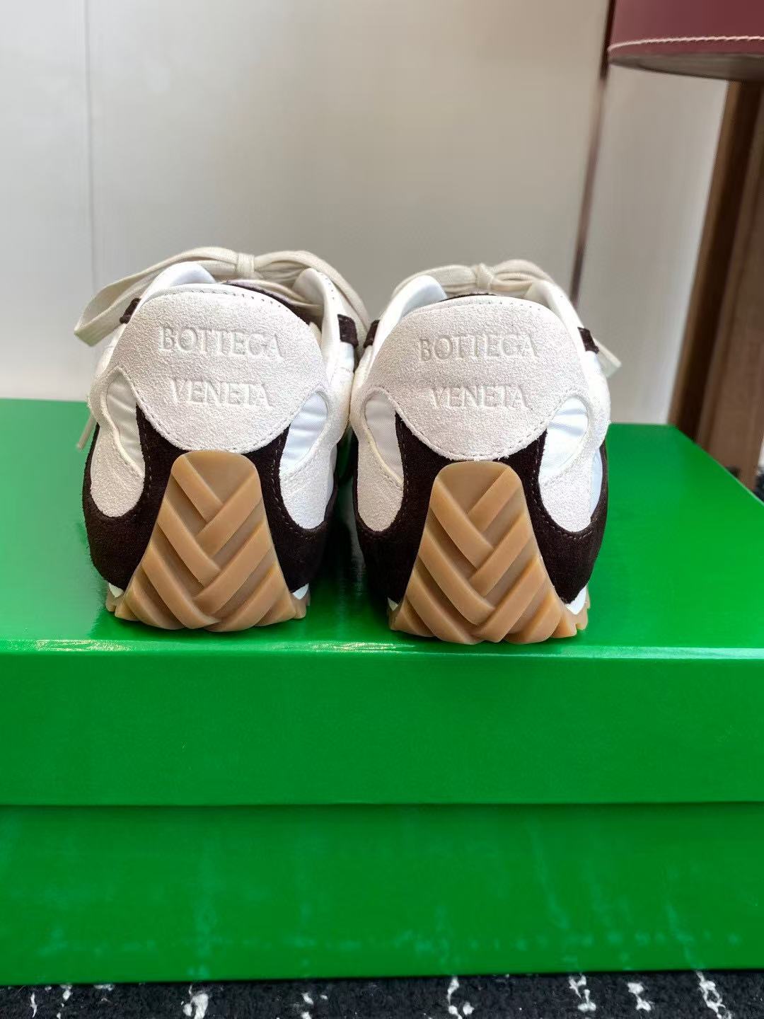 BV Orbit Flash Sneakers White Black Suede