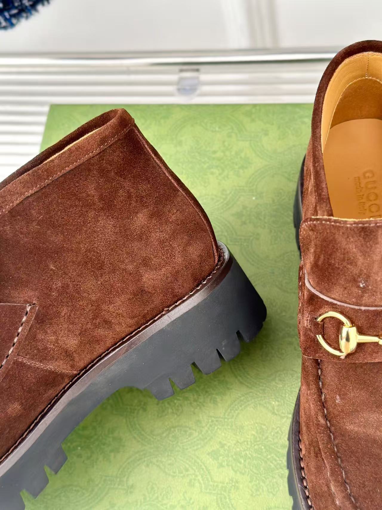 GG Horsebit Ankle Boots Brown Suede