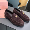MiuMiu Gold Penny Loafer Red-Brown Suede