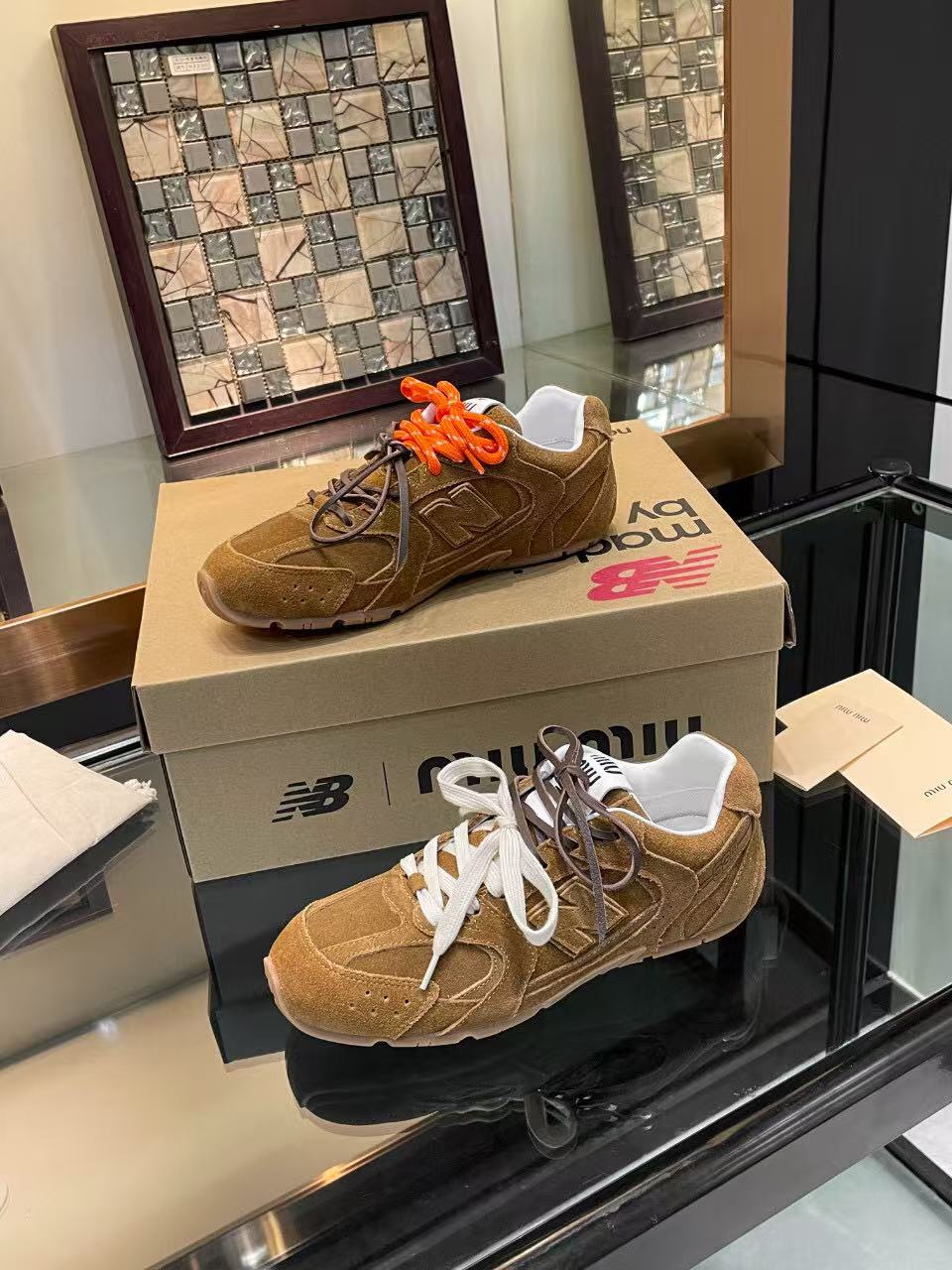 MiuMiu New Balance x 520 SL Sneakers Cinnamon Suede