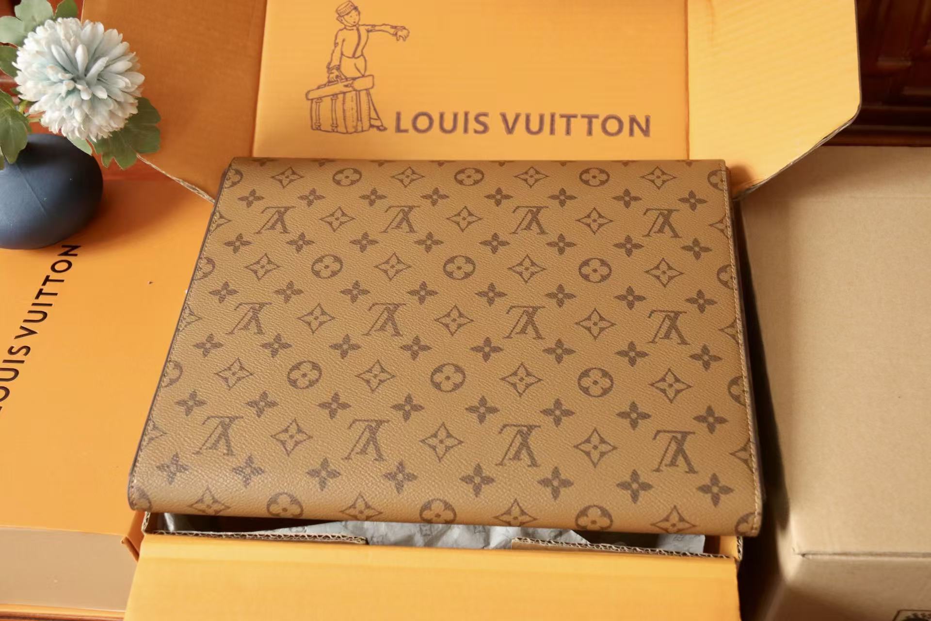 LV Mark Folder Monogram Reverse Coated Canvas Calfskin