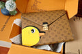 LV Mark Folder Monogram Reverse Brown Playful Duck Design Coated Canvas Calfskin