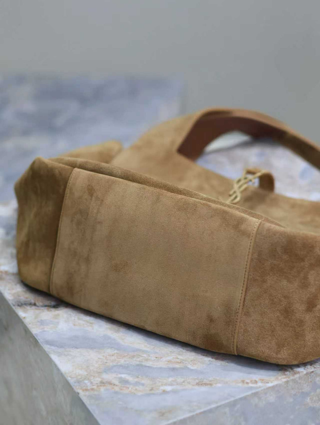 YSL 50 Bag Gold Hardware Tan Suede