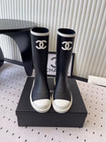 CC High Black White Rain Boots