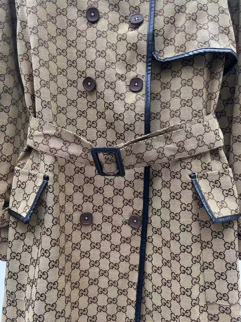 Gucci 2025 Trench Coat Beige Cotton Fabric