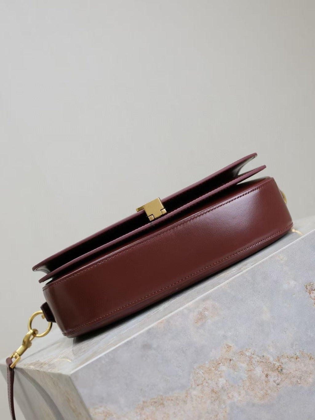 YSL 2025 Voltaire 24cm Burgundy Gold Calfskin
