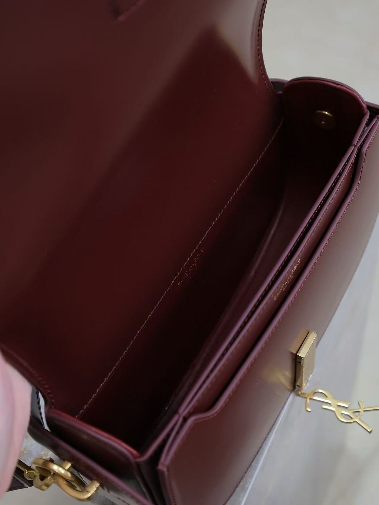 YSL 2025 Voltaire 24cm Burgundy Gold Calfskin