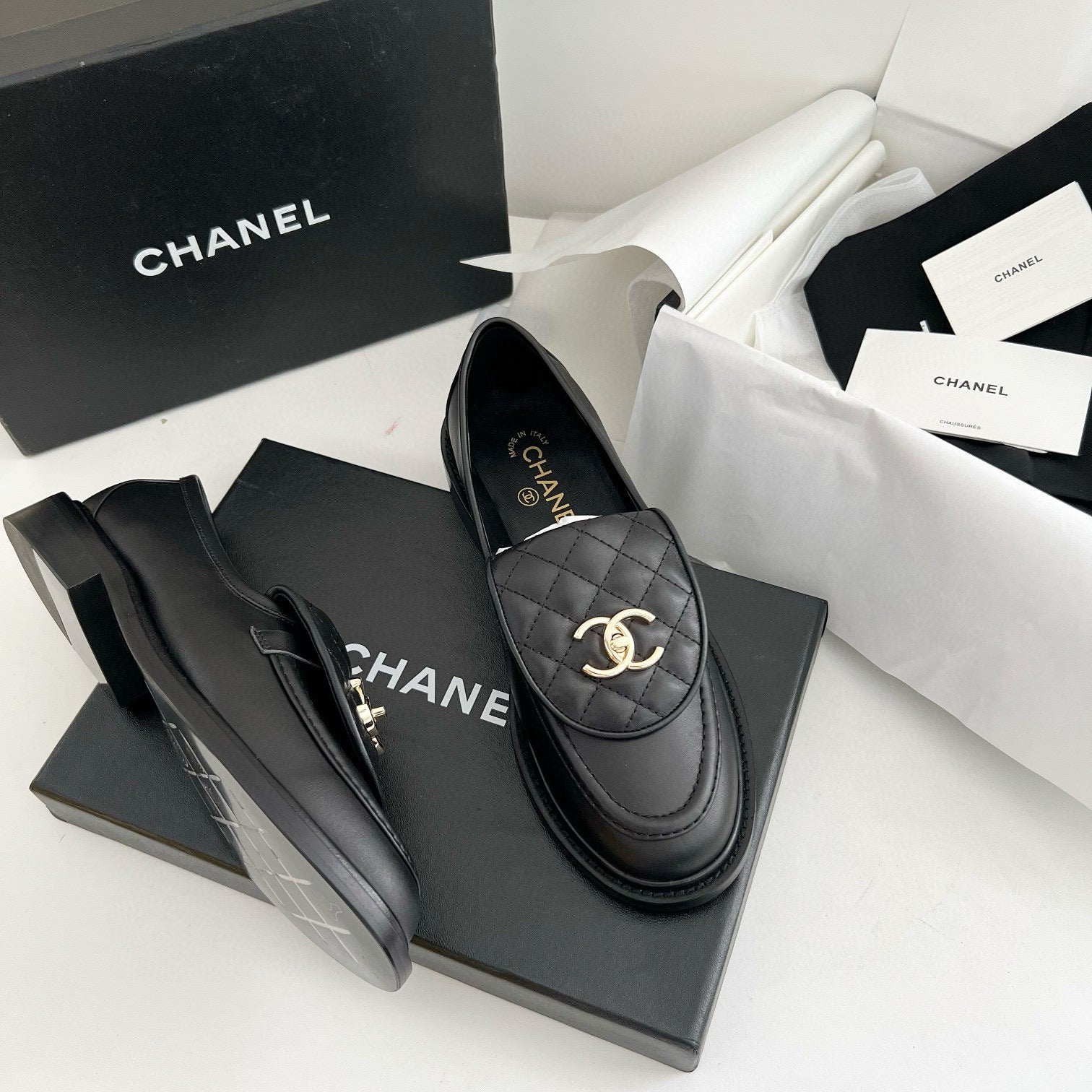 CC Moccasins 25mm In Black Lambskin