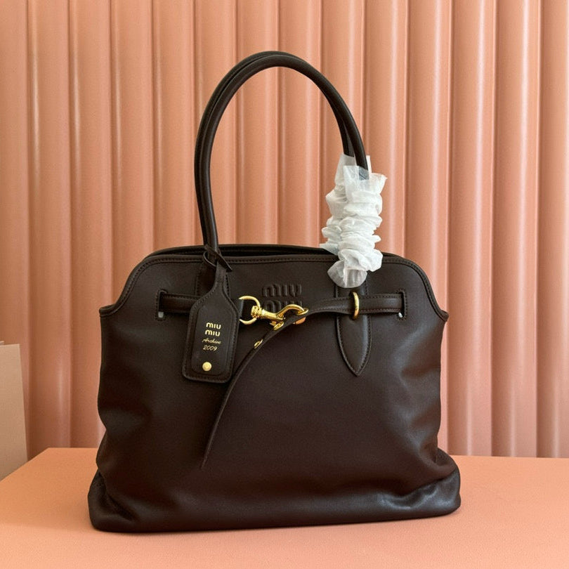 Miumiu 2025 Adventure Bag Chocolate Nappa Leather
