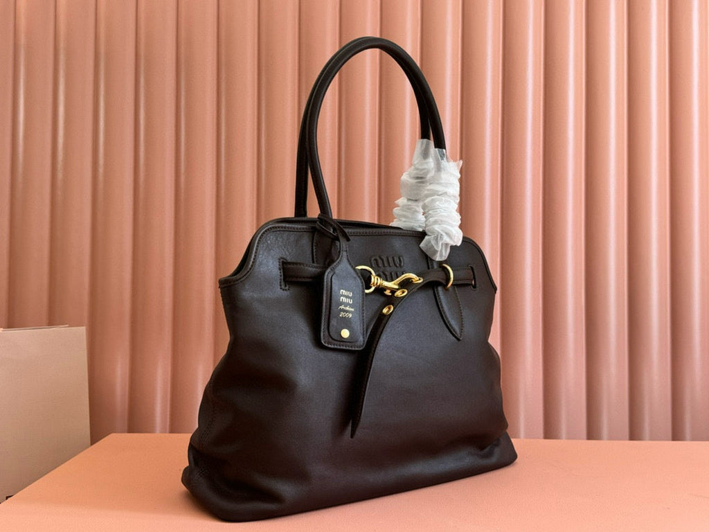 Miumiu 2025 Adventure Bag Chocolate Nappa Leather