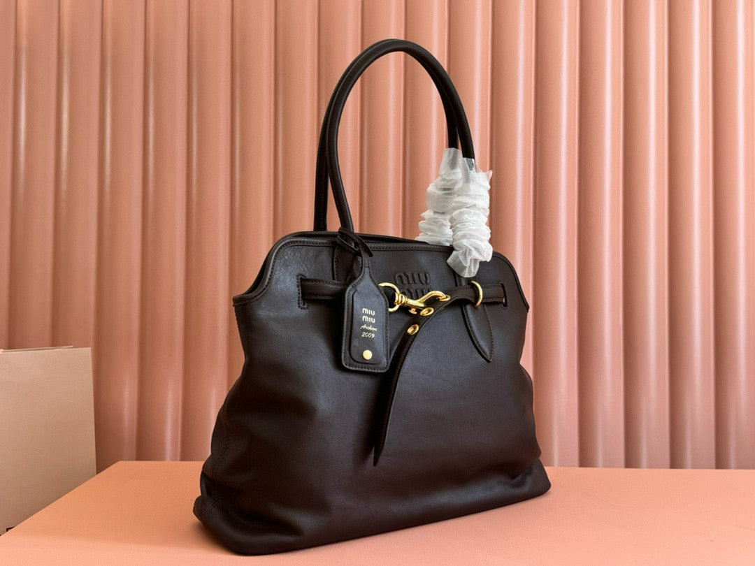 Miumiu 2025 Adventure Bag Chocolate Nappa Leather