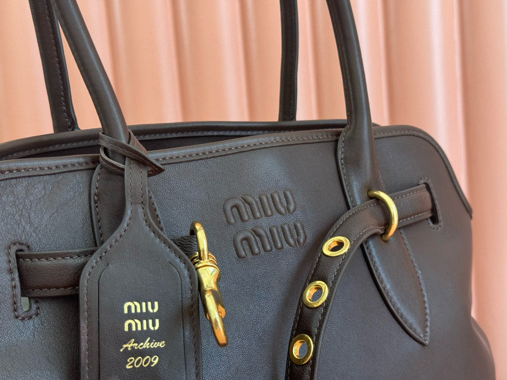 Miumiu 2025 Adventure Bag Chocolate Nappa Leather