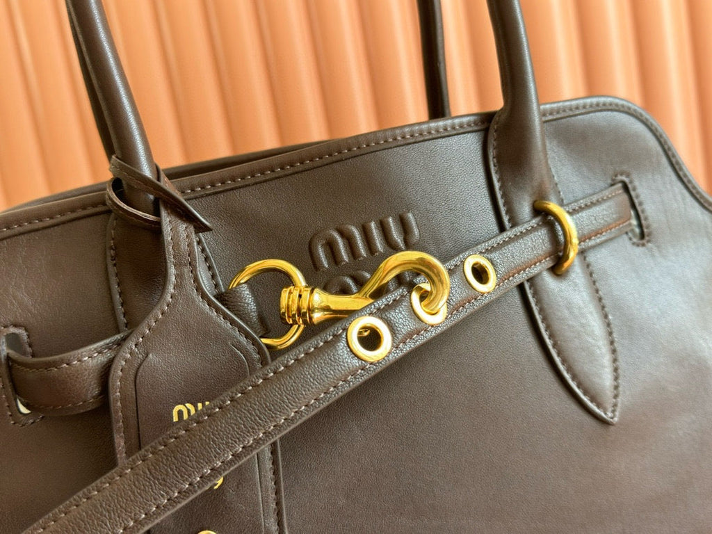 Miumiu 2025 Adventure Bag Chocolate Nappa Leather