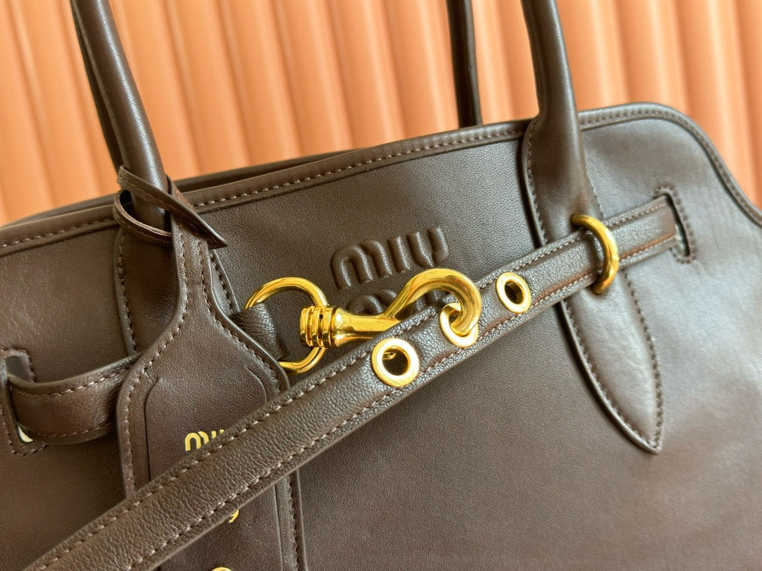 Miumiu 2025 Adventure Bag Chocolate Nappa Leather