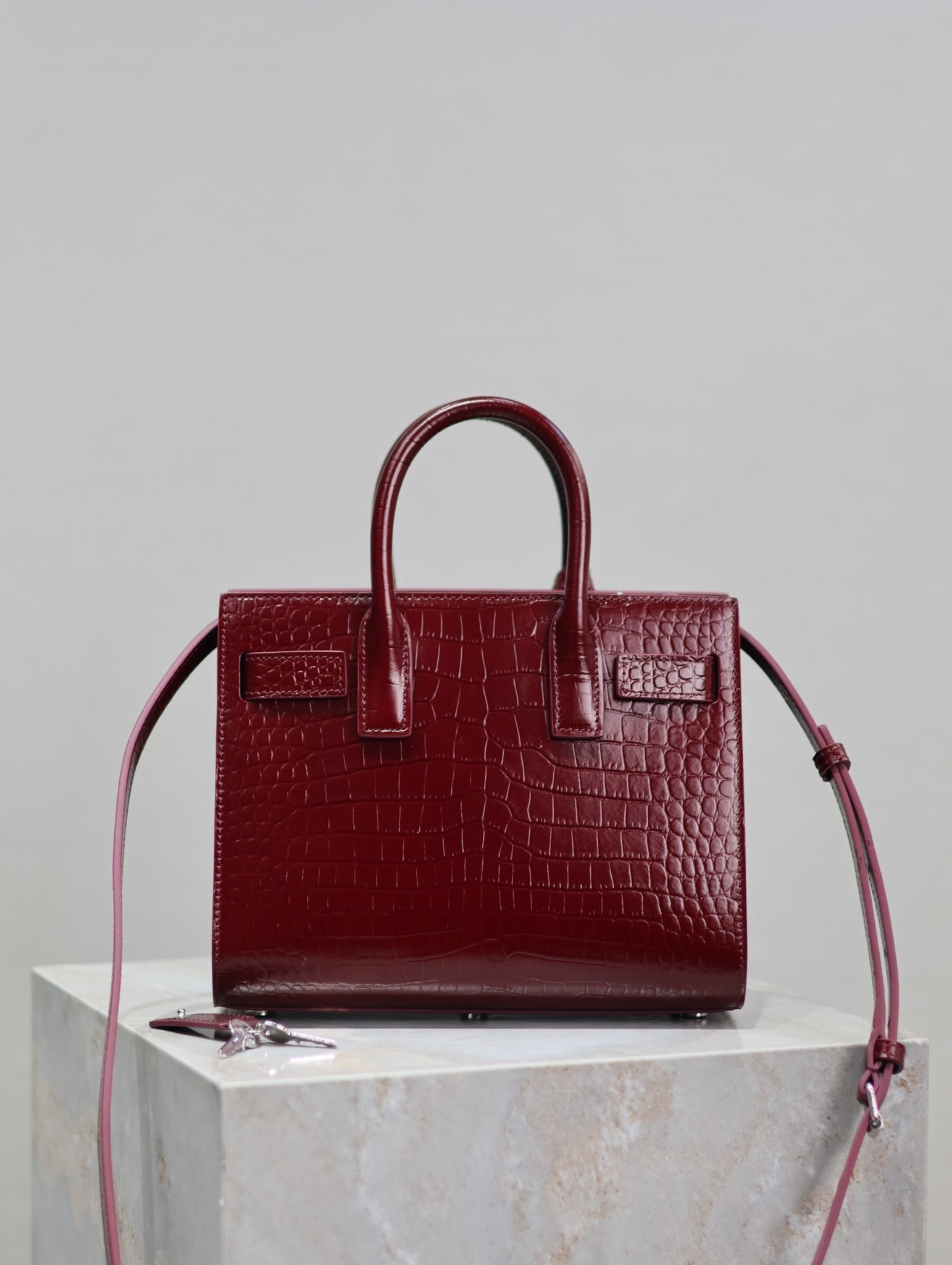 YSL 2025 Sac De Jour Nano Bag 22cm Merlot Red Leather
