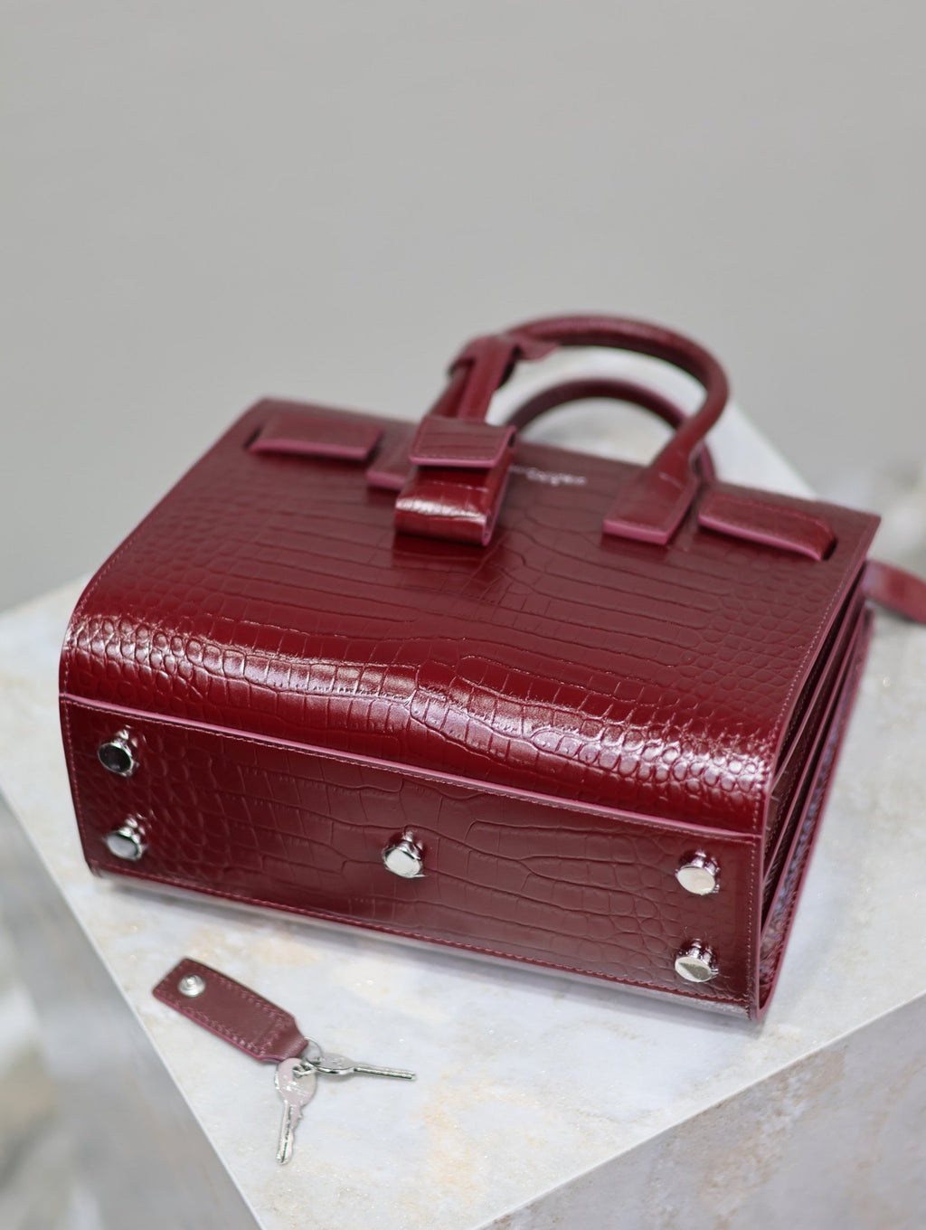 YSL 2025 Sac De Jour Nano Bag 22cm Merlot Red Leather