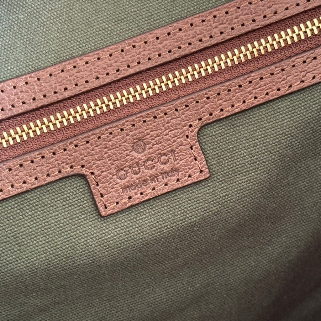 GG 2025 Ophidia 31cm Tote Bag Ebony Brown Canvas Leather