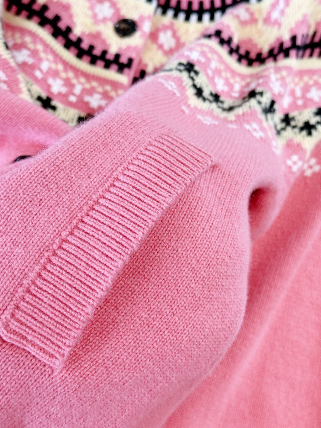 Miumiu 2025 Patterned Knit Cardigan Pink Cashmere