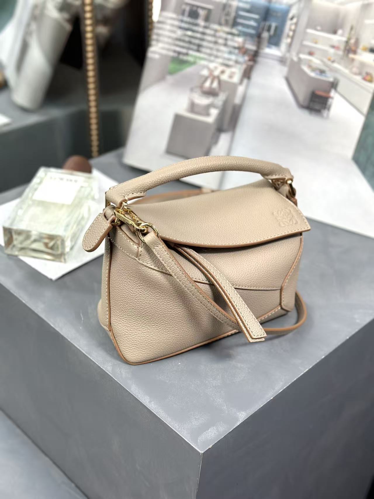 LOE MINI 18 PUZZLE BAG IN SANDY CALFSKIN GHW
