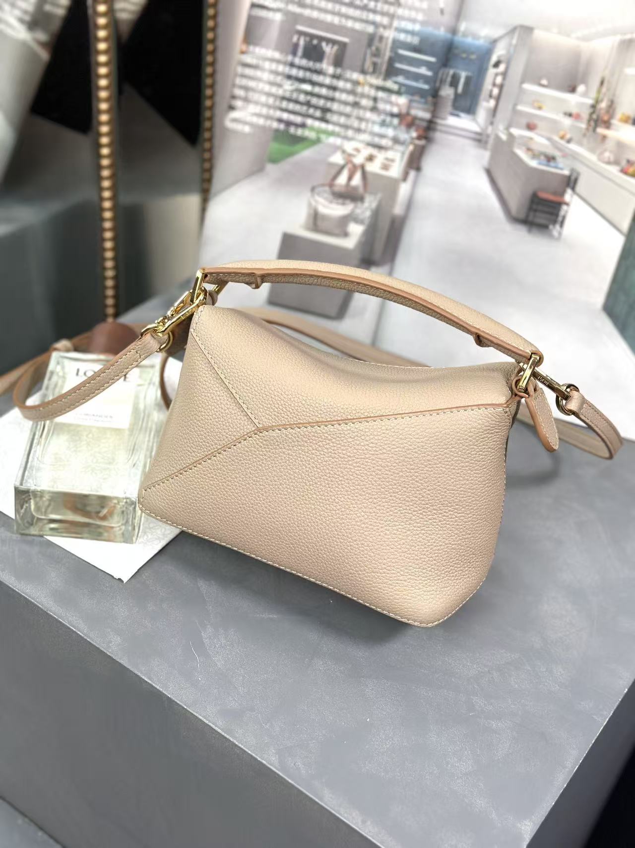 LOE MINI 18 PUZZLE BAG IN SANDY CALFSKIN GHW