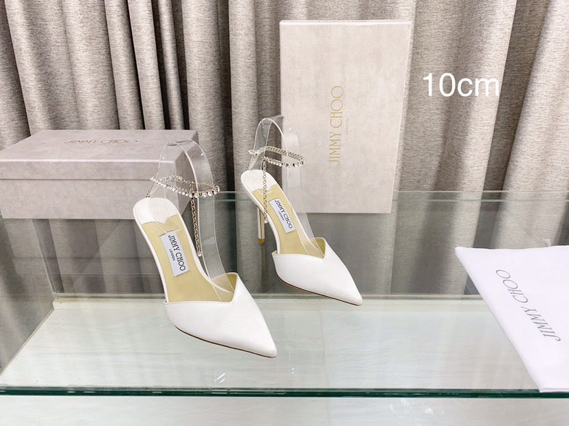 Jimmy Choo Crystal Embellishment 10cm Pumps Ivory Silk