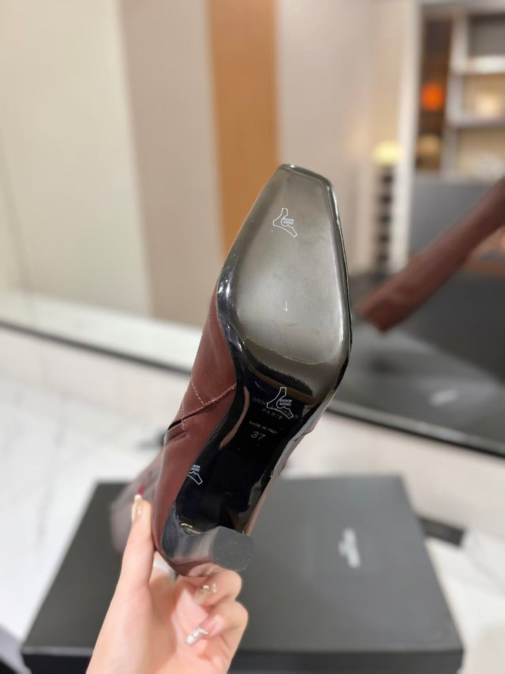 YSL Lily Long Boots 9cm Brown Cowhide