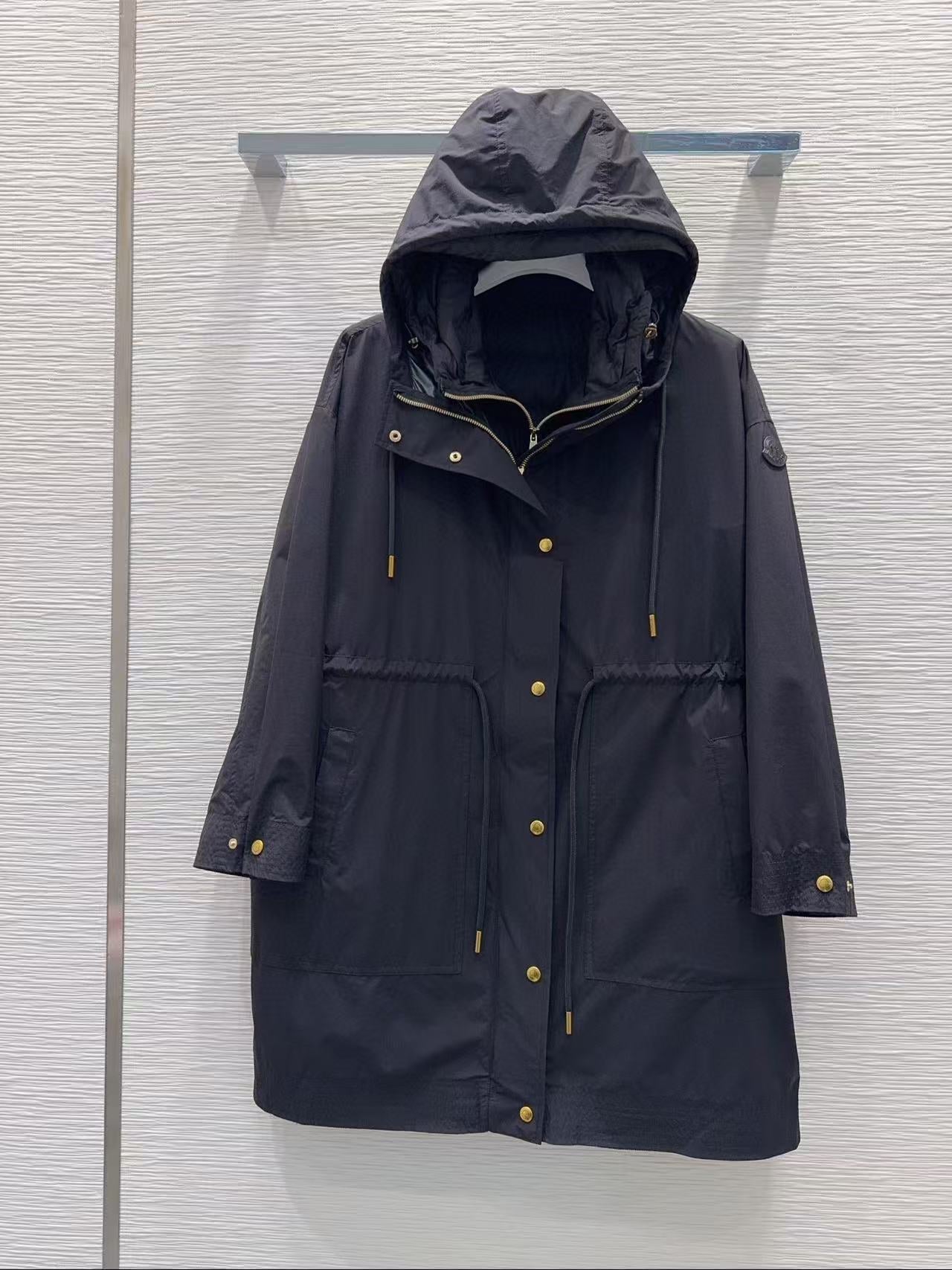Moncler 2025 Sainbel 2-in-1 Long Coat Black Nylon Down