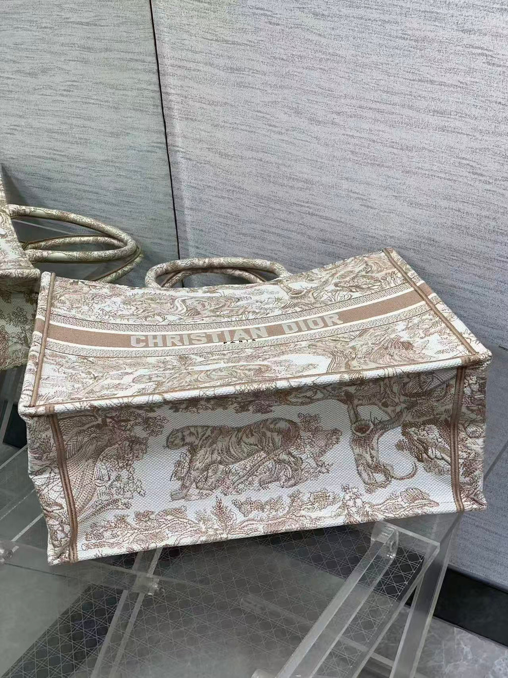 CD 2025 Book Tote 41cm Bag Brown White Canvas