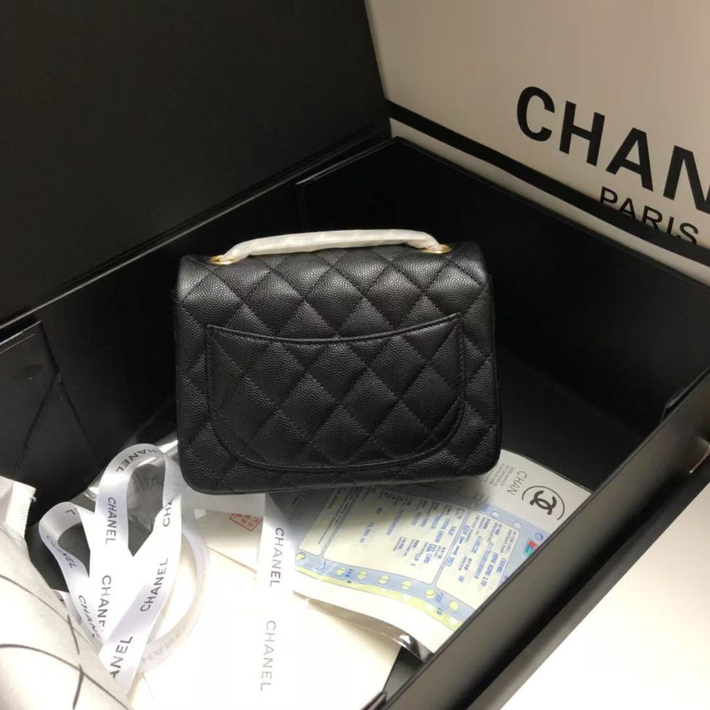 Chanel 2025 Square Flap Bag Black With Gold-tone Hardware Caviar Leather