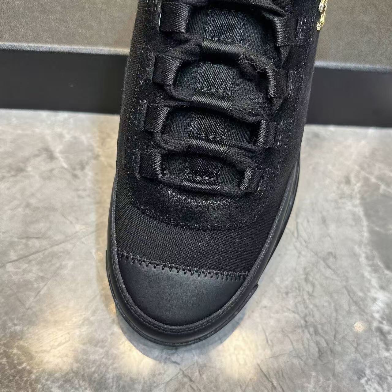 CC Low Top Sneakers Black White Mesh Splicing Cowhide