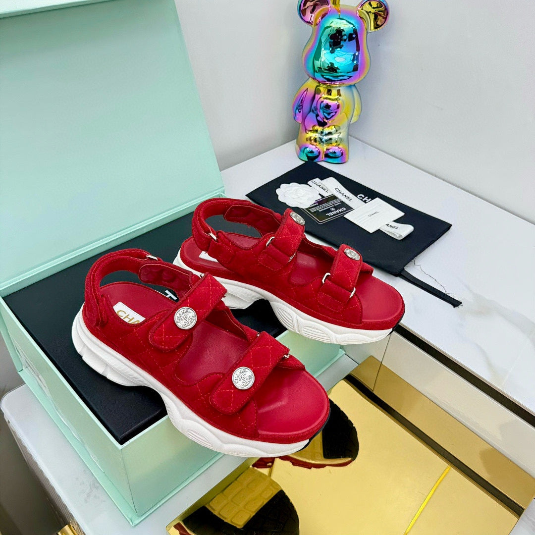 CC Sandals Electro Embroidery Red Canvas