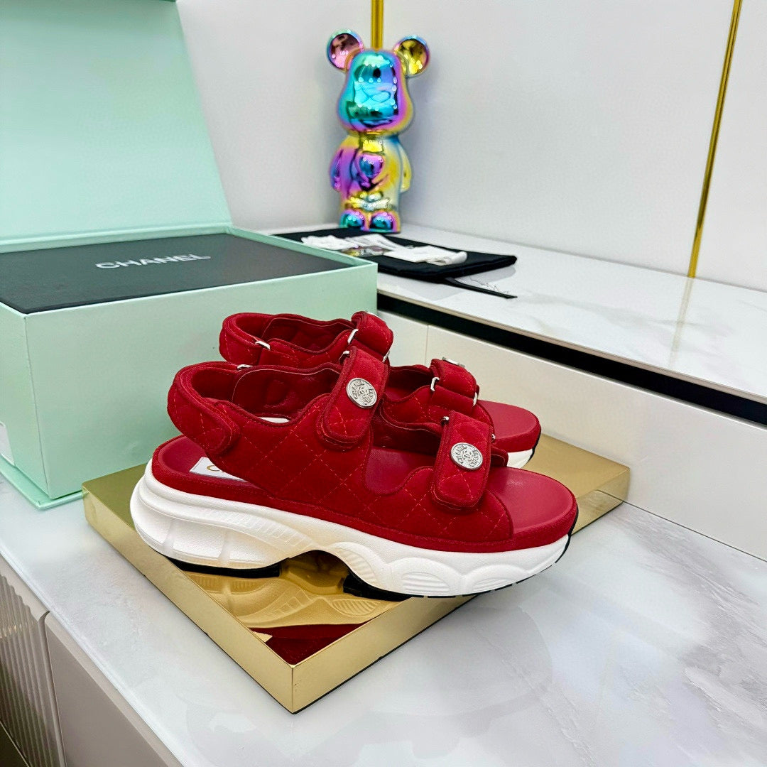 CC Sandals Electro Embroidery Red Canvas