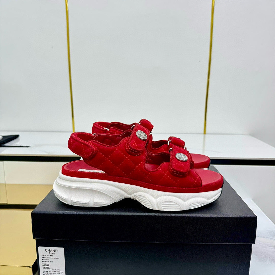 CC Sandals Electro Embroidery Red Canvas