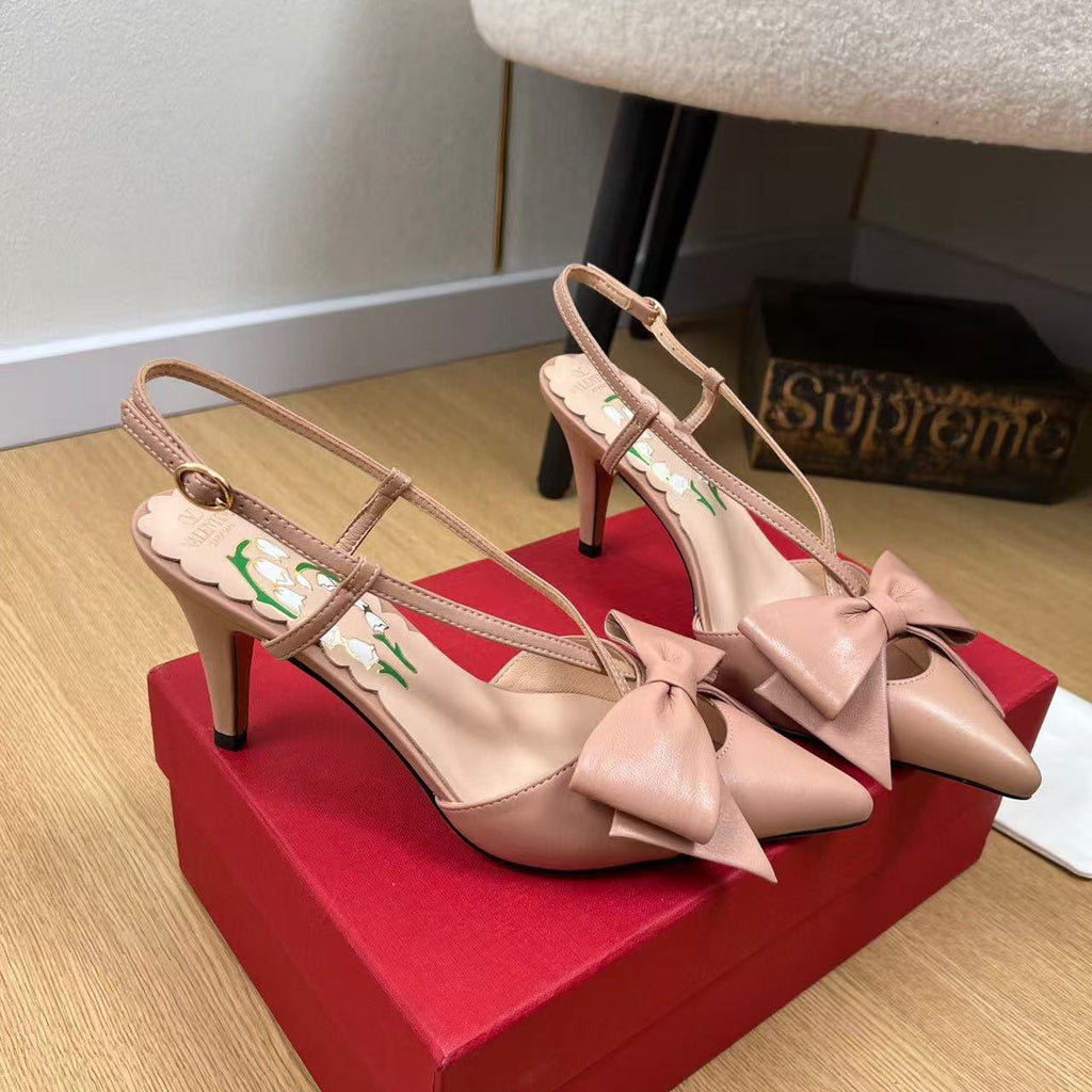 Valentino Garavani Bowow 85mm Slingbacks Rose Cannelle Cowhide