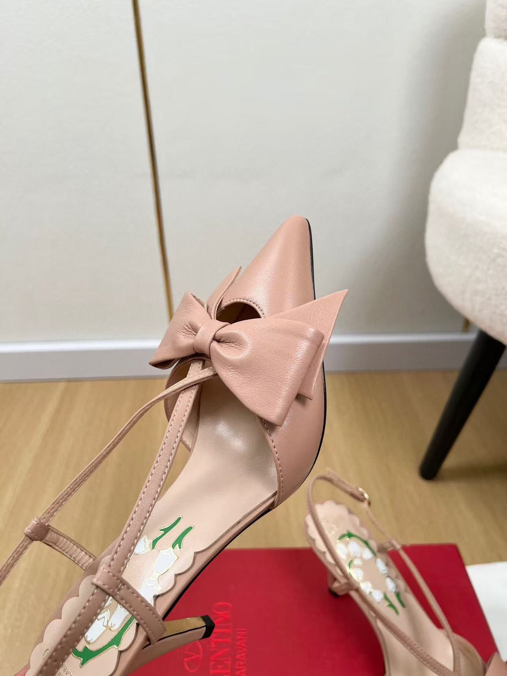 Valentino Garavani Bowow 85mm Slingbacks Rose Cannelle Cowhide