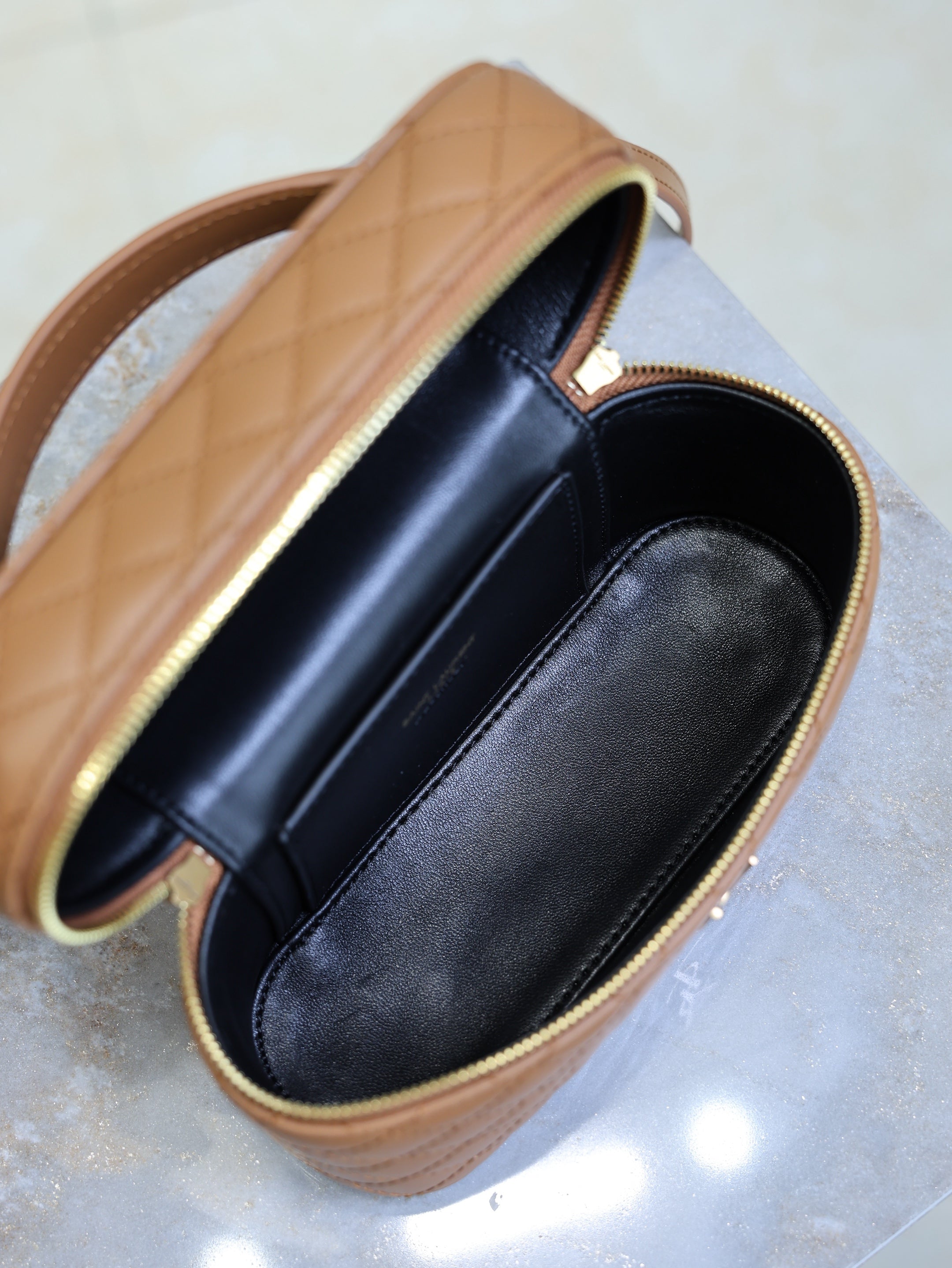 YSL Gaby Mini Vanity 18 Brown Lambskin Gold Hardware