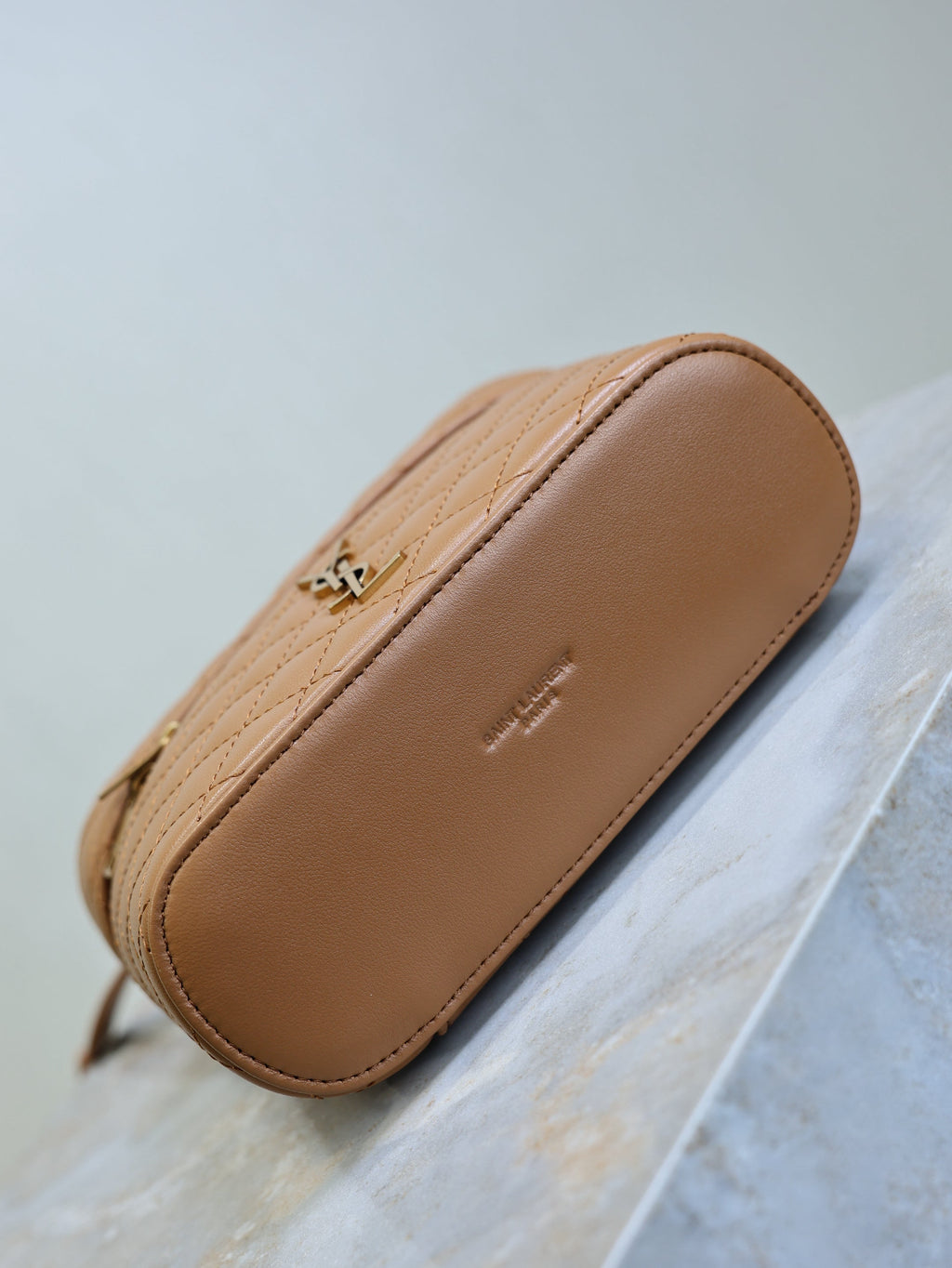 YSL Gaby Mini Vanity 18 Brown Lambskin Gold Hardware