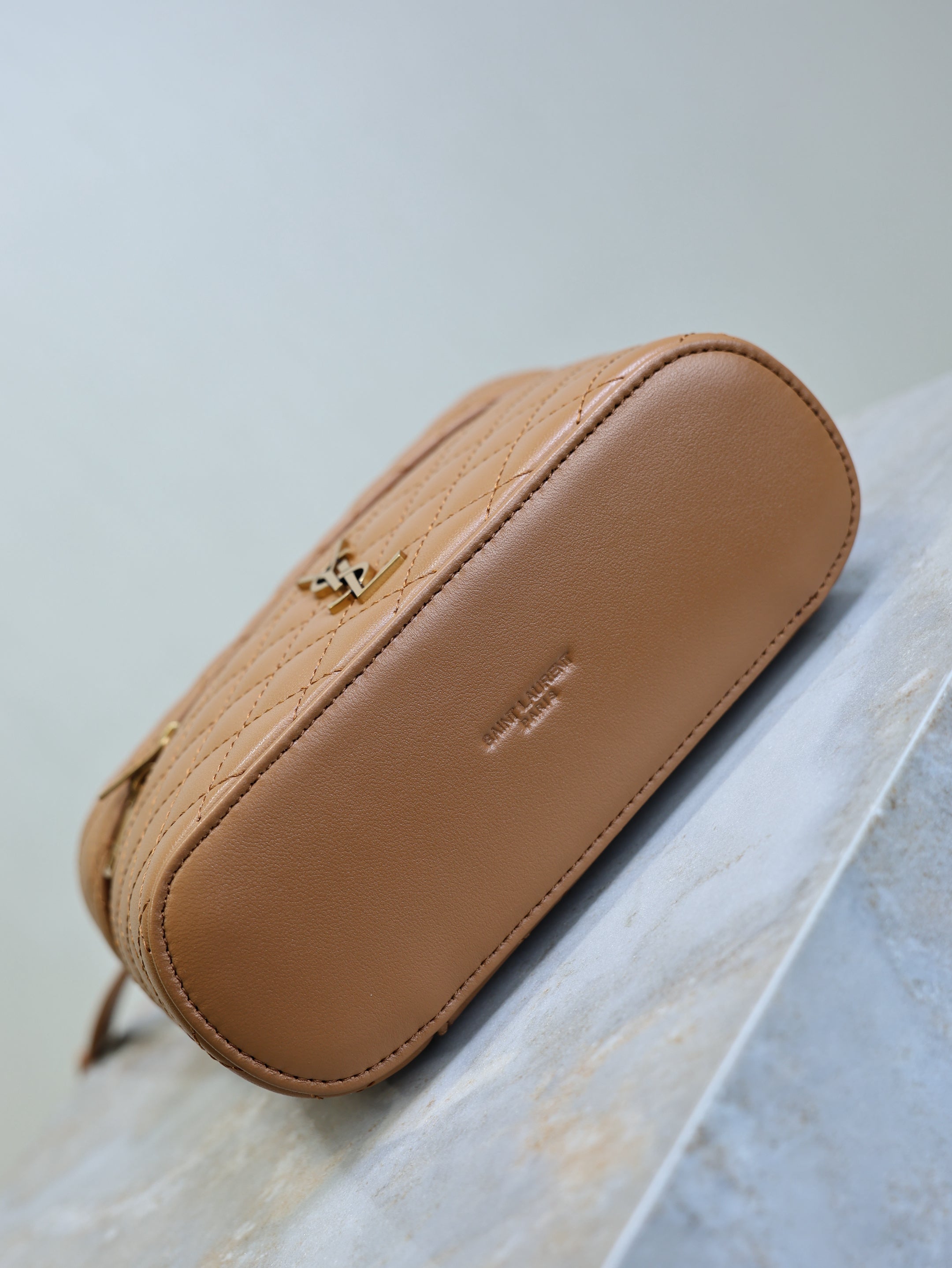 YSL Gaby Mini Vanity 18 Brown Lambskin Gold Hardware