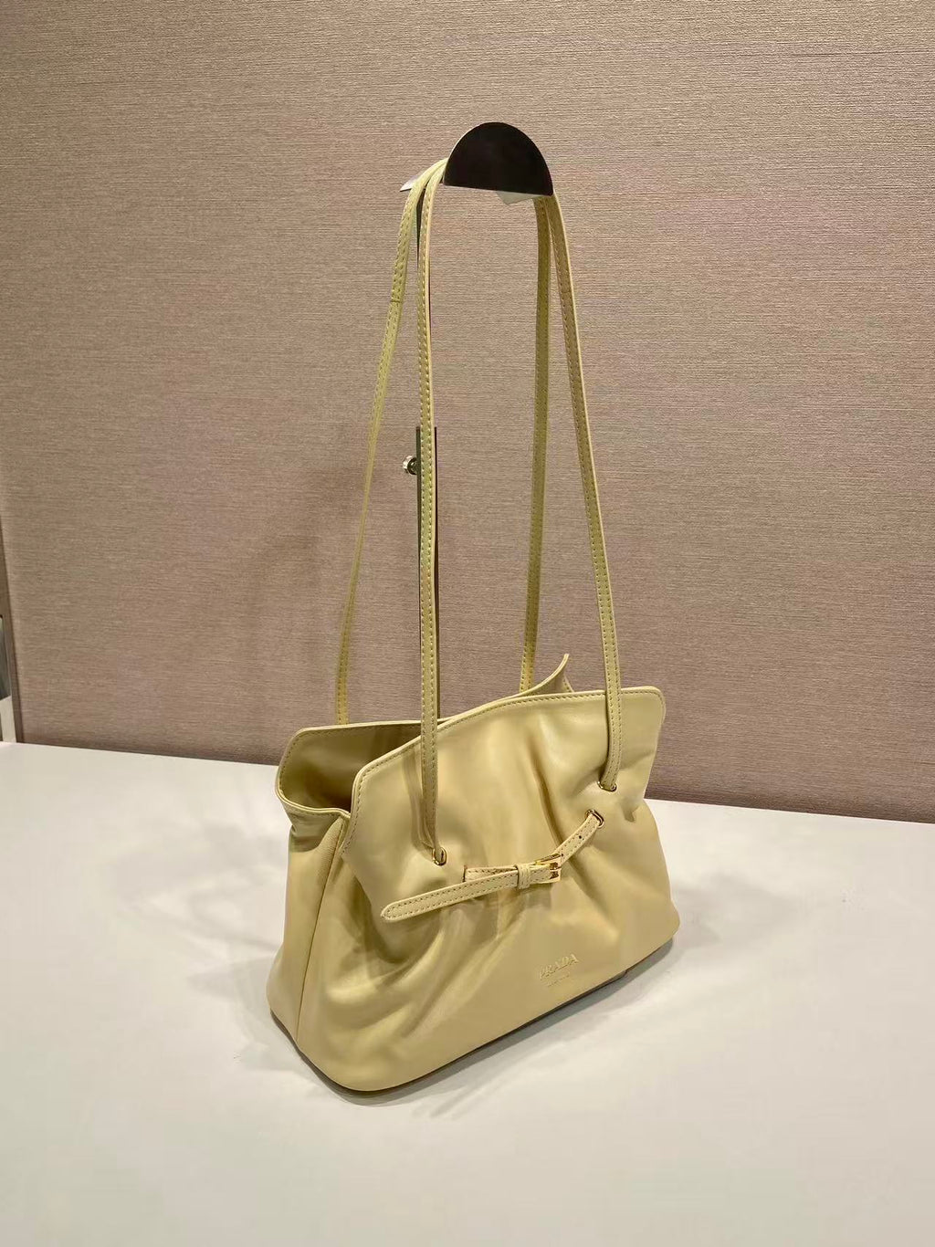 Prada Cloud Bag 25cm Pastel Yellow Sheepskin