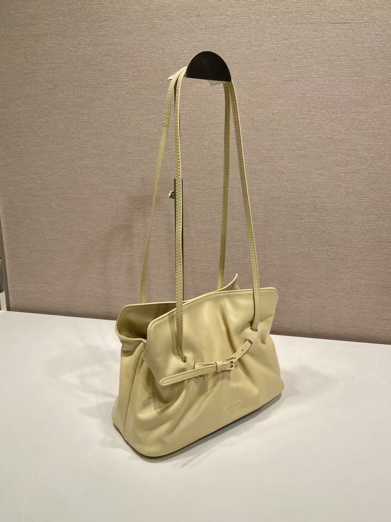 Prada Cloud Bag 25cm Pastel Yellow Sheepskin