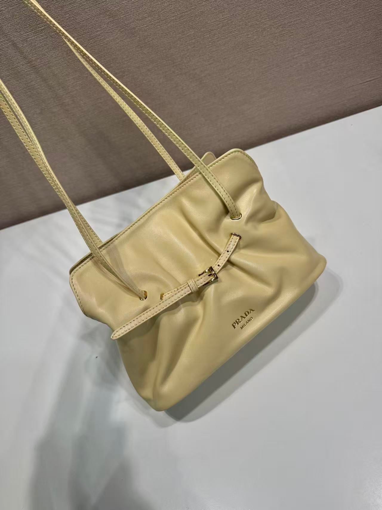 Prada Cloud Bag 25cm Pastel Yellow Sheepskin